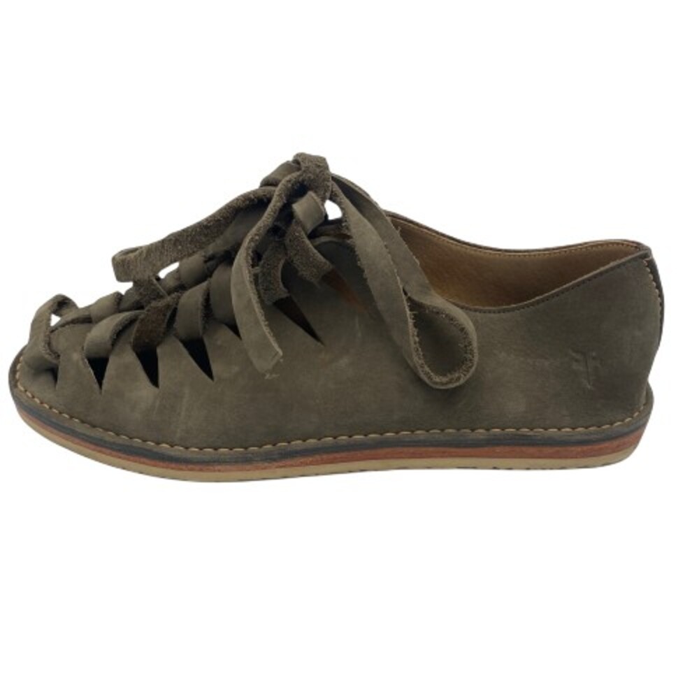 Frye Holly Women's 8.5B Flat Green Nubuck Round Toe Casual Gladiator